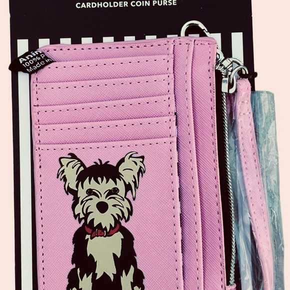 NEW Marc Tetro Yorkie Graphic Pink Card Wristlet Card Holder Wallet NWT - Picture 5 of 7